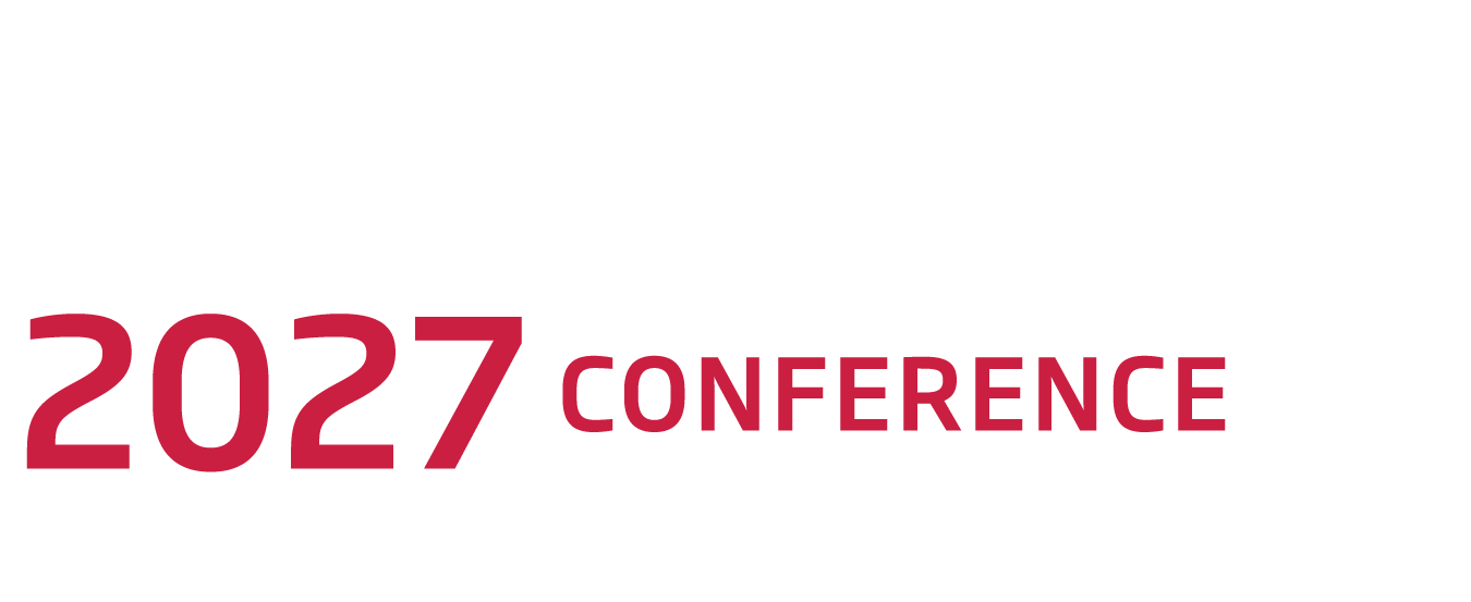 Metascience 2027 logo (white) Metascience 2027 Conference logo in white and red